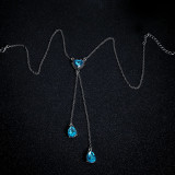 Wisherryy Heart Shaped Water Drop Gemstone Pendant Necklace