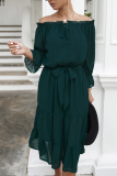 Casual Solid Patchwork Off the Shoulder Straight Dresses