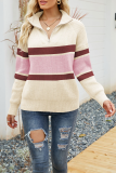 Casual Solid Patchwork Zipper Collar Tops