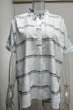 Fashion Solid Patchwork Turndown Collar Tops