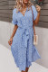 Fashion Elegant Print Patchwork Turndown Collar Waist Skirt Dresses