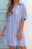 Casual Print Patchwork Turndown Collar Shirt Dress Dresses