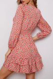 Fashion Street Print Patchwork V Neck Princess Dresses