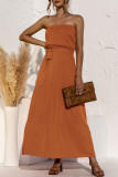 Fashion Casual Solid Patchwork Strapless A Line Dresses