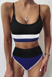 Fashion Vacation Solid Patchwork Swimwears