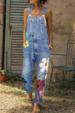 Street Print Printing Sleeveless Harlan Denim Jumpsuits