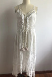 Sexy Casual Solid Patchwork Backless V Neck Sling Dress
