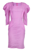 Casual Solid Patchwork Square Collar Pencil Skirt Dresses
