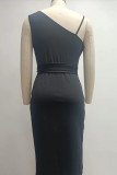 Fashion Sexy Solid Sequined With Belt V Neck One Step Skirt Dresses