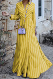 Sweet Elegant Striped Patchwork Turndown Collar A Line Dresses