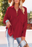 Casual Solid Patchwork Turndown Collar Tops