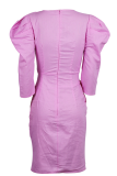 Casual Solid Patchwork Square Collar Pencil Skirt Dresses