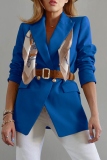 Street Solid Patchwork Turndown Collar Outerwear