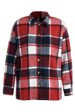 Casual Plaid Patchwork Turndown Collar Tops