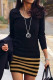 Fashion Casual Striped Print Patchwork O Neck A Line Dresses