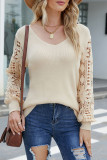 Casual Solid Hollowed Out Patchwork V Neck Sweaters