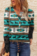 Casual Print Buckle O Neck Tops