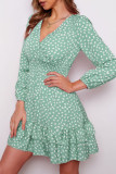 Fashion Street Print Patchwork V Neck Princess Dresses