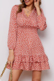 Fashion Street Print Patchwork V Neck Princess Dresses