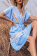 Fashion Street Print Patchwork V Neck A Line Dresses
