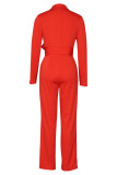 Elegant Solid Bandage Solid Color V Neck Straight Jumpsuits