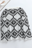 Casual Geometric Patchwork Contrast V Neck Tops
