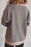 Casual Striped Patchwork Buckle V Neck Outerwear Sweater