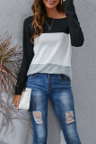 Casual Patchwork Basic Contrast O Neck Tops