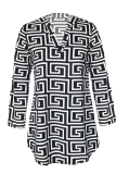 Fashion Print Patchwork Turndown Collar Straight Dresses