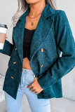 Casual Solid Patchwork Buckle Turn-back Collar Outerwear