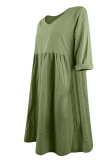 Casual Solid Patchwork V Neck Straight Dresses