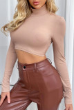 Fashion Casual Solid Patchwork Turtleneck T-Shirts