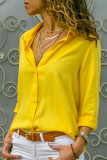Fashion Casual Solid Patchwork Turndown Collar Tops