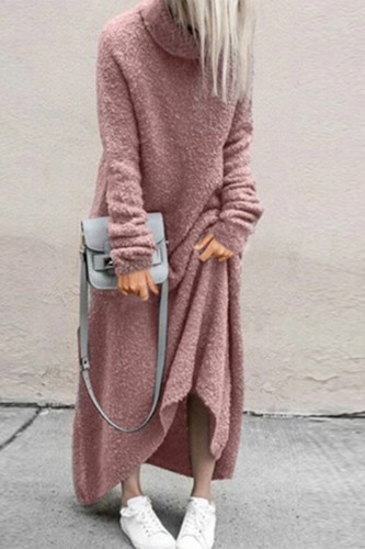 Casual Solid Patchwork Turtleneck One Step Skirt Dresses