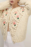 Casual Patchwork Hollowed Out Cardigan Collar Tops