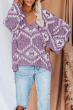 Casual Geometric Patchwork Contrast V Neck Tops