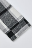 Casual Plaid Patchwork Buckle Turndown Collar Tops