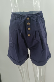 Casual Solid Buckle Straight Mid Waist Solid Color Bottoms