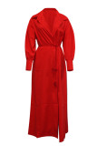 Street Elegant Solid Asymmetrical Solid Color Turndown Collar Asymmetrical Dresses