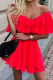Casual Solid Flounce Off the Shoulder Trumpet Mermaid Dresses