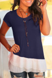 Fashion Casual Solid Patchwork O Neck Tops