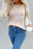 Casual The stars Patchwork O Neck Tops