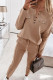 Casual Solid Buckle Solid Color V Neck Long Sleeve Two Pieces