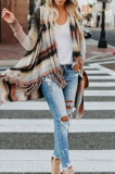 Striped Fringe Casual Loose Cardigan