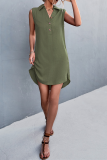 Casual Solid Patchwork Turndown Collar Straight Dresses