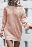 Fashion Casual Solid Patchwork Oblique Collar Pencil Skirt Dresses