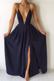 Casual Solid Patchwork V Neck Waist Skirt Dresses