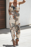 Casual Print Patchwork Spaghetti Strap Harlan Jumpsuits