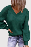 Casual Solid Patchwork V Neck Tops Sweater
