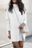 Casual Elegant Solid Patchwork Turtleneck Dresses